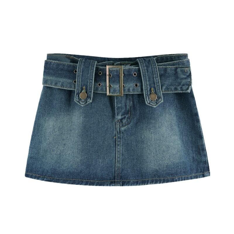 Denim Short Skirt Spring and Summer High Waist Anti-exposure Design Sense A-line Hip Half-body Denim Skirt XL