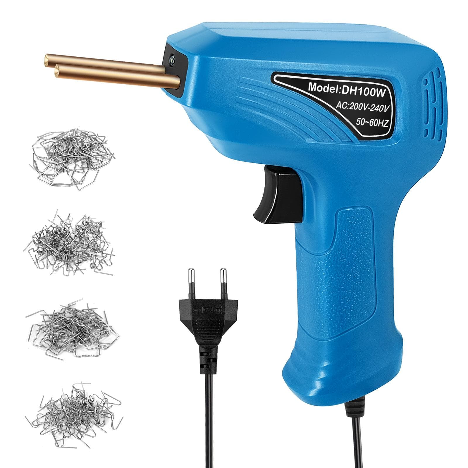 Portable Handheld Plastics Welding Machine Panel Crack Repairs Kit Thermal Cutting Hot Stapler EU Plug blue