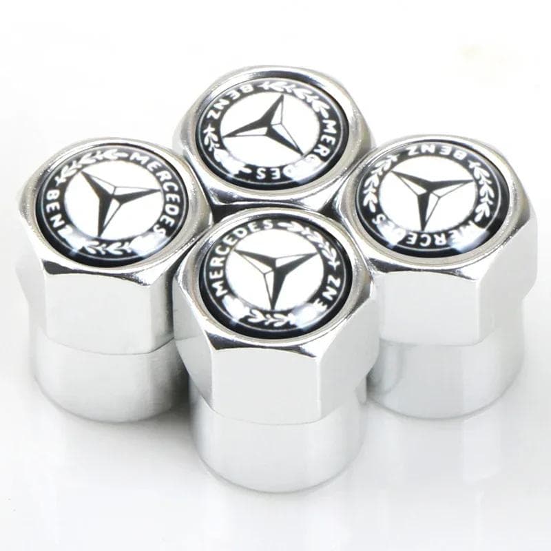 New For Mercedes Benz 4Pcs Car Wheel Tire Air Valve Caps Stem Cover with Color Brand Logo for Mercedes benz A B R G Class GLK GL