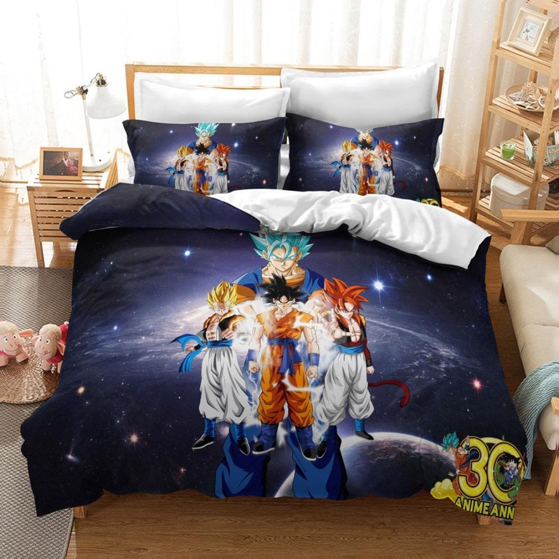Anime Dragon-Ball Bedding Set,Anime 3D Dragon Duvet Cover,Duvet Comforter Quilt Cover Set Super Saiyan Bedding Set 140x210cm 2pcs