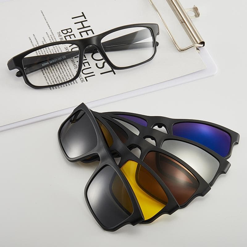 1/6 In 1 Magnetic Clip on Sunglasses for Men Women Polaroid Optical Frame with Bag Sun Glasses Accessories