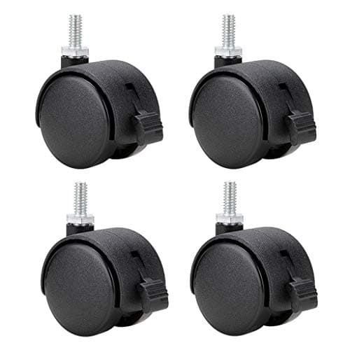 4 Pcs 1.5 Nylon Plastic Swivel Stem Casters Wheel with Brakes, Stem Diameter 5/16” for Office Chair, Game Chair, Kitchen Shelf, Sofa