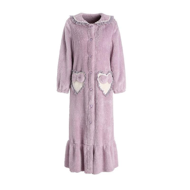 Women Flannel Pajamas Kimono Robe Autumn Winter New Warm Velour Bathrobe Soft Solid Female Sleepwear Soft Homewear Clothes One Size