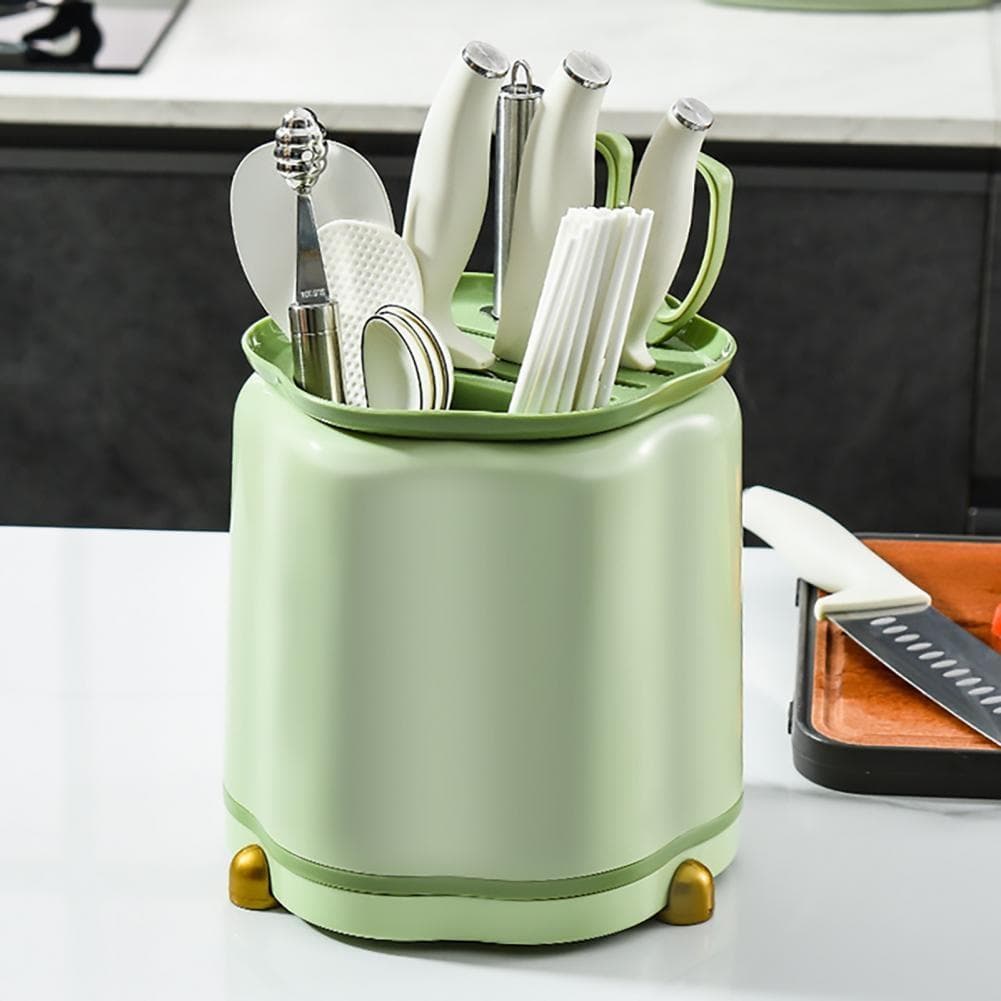 1pcs Rotary Cutter Holder Multi-purpose Chopsticks Tableware Rack Modern for Home Tableware Kitchen Cutlery Chopsticks Holder green