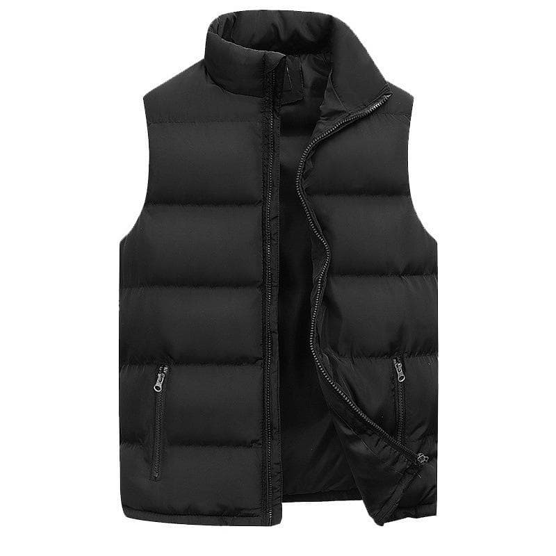 Plus Size Men's Autumn Winter Warm Waistcoat Solid Cotton Vest Casual Outerwear Sleeveless Coat with Pockets 6XL black