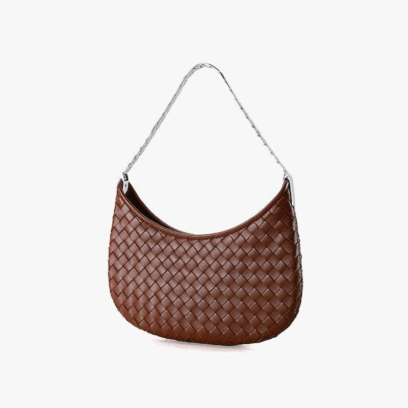 Woven Leather Bags, Niche Designs, High-end Feel, Women's Leather Bags, Fashionable Single-shoulder Bags, Handbags brown