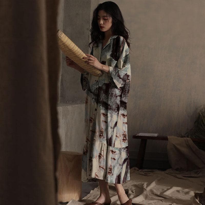 Women's Pajamas Spring and Summer New Ice Silk Nightgown Feel Women's Home Pajamas Set 2XL