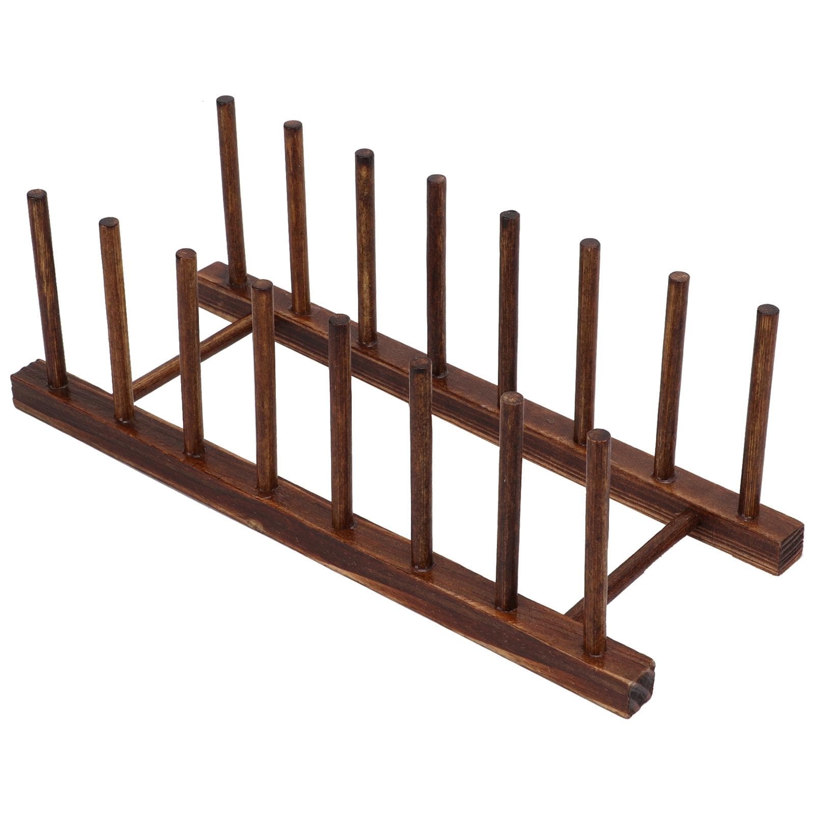 Drying Rack Wooden 8 Columns Foldable Dish Bowl Organizer for Kitchen Dish Plate Bowl Cup Pot Lid