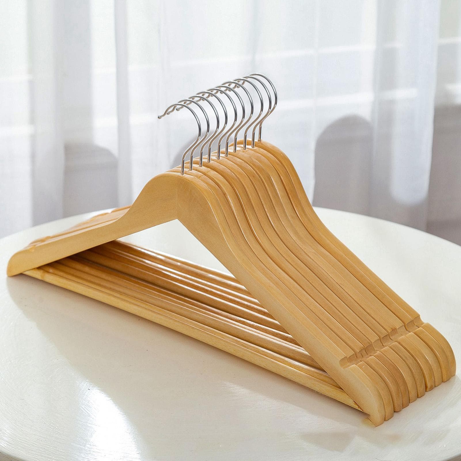 Wooden Coat Hanger Non Slip Clothes Hanging Rack 360 Degree Rotation Suit Hangers for Home 44.5cm
