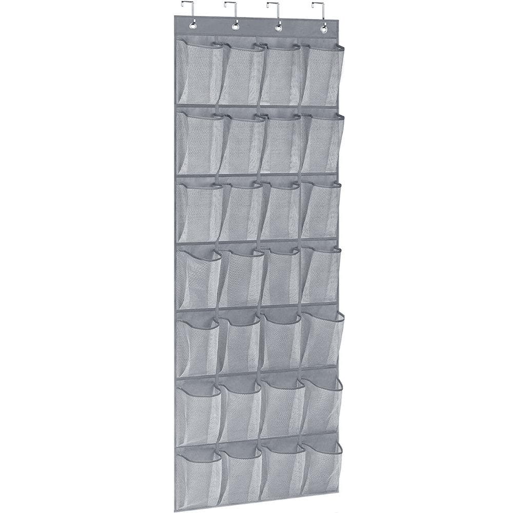 Mesh Cloth Shoes Sorting Storage Hanging Bag Over The Door Sundries Organizer Shoes Slippers Holder Bag grey