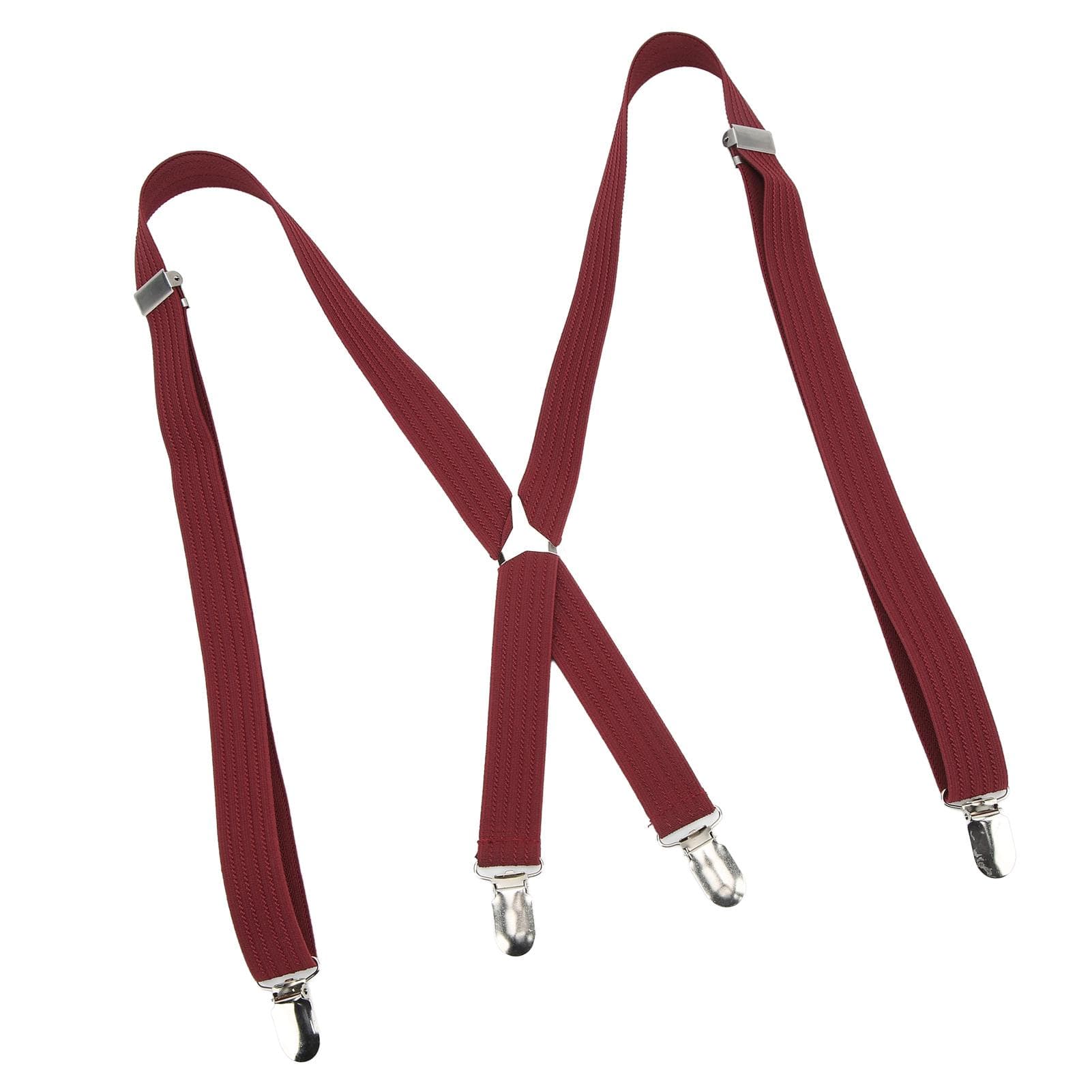 Mens Suspenders Approx 1x41.3in Nonslip Safe Durable Sturdy Metal Wide Applicability Dress wine red