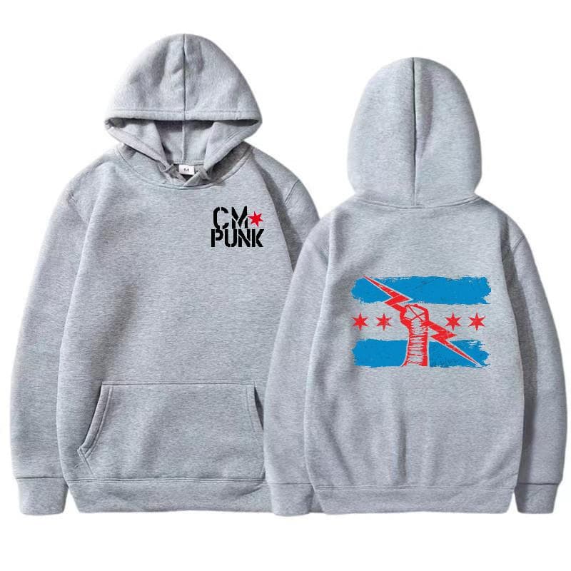 Autumn and Winter Famous Wrestler Returns to CM Punk Men's Solid Hoodie Print Street Sports Casual Top XL