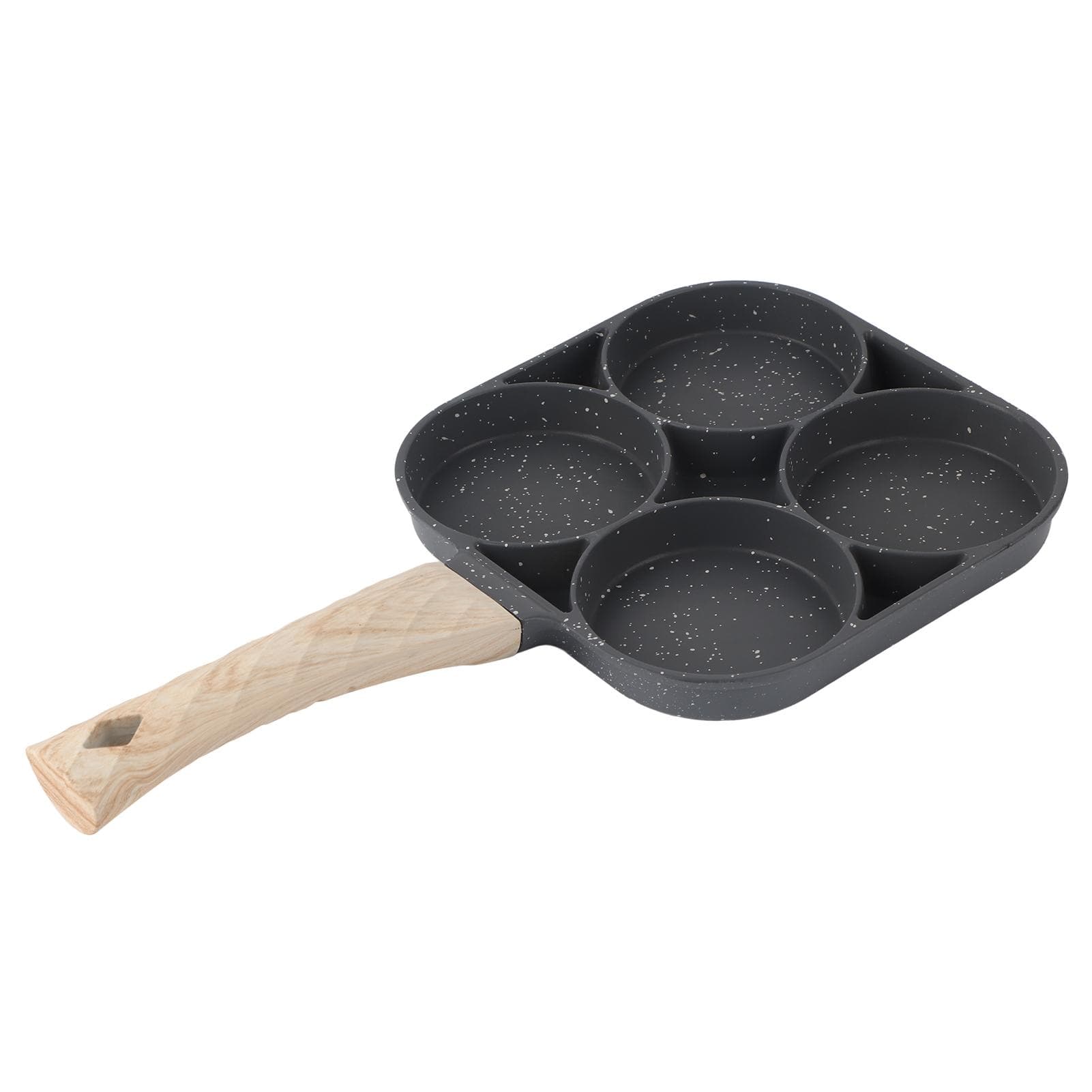4?Hole Egg Frying Pot Pancake Pan with Wood Handle for Induction Cooker Kitchen Accessory white