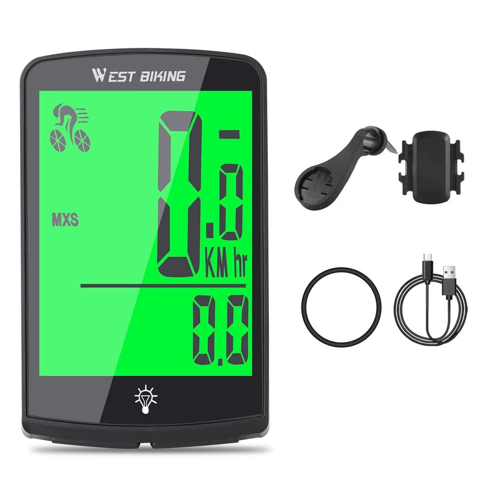 Bicycle Speed Meter Waterproof Cycling Mileometer Multi-functional Digital Bike Speedometer Full black