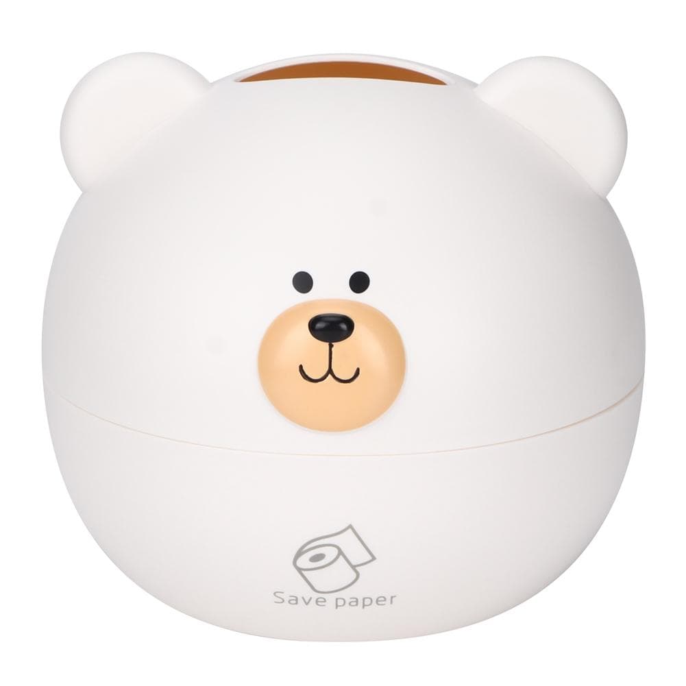 Household Cartoon Bear Multi Functional Tissue Storage Box Paper Towel Dispenser Case(White ) white