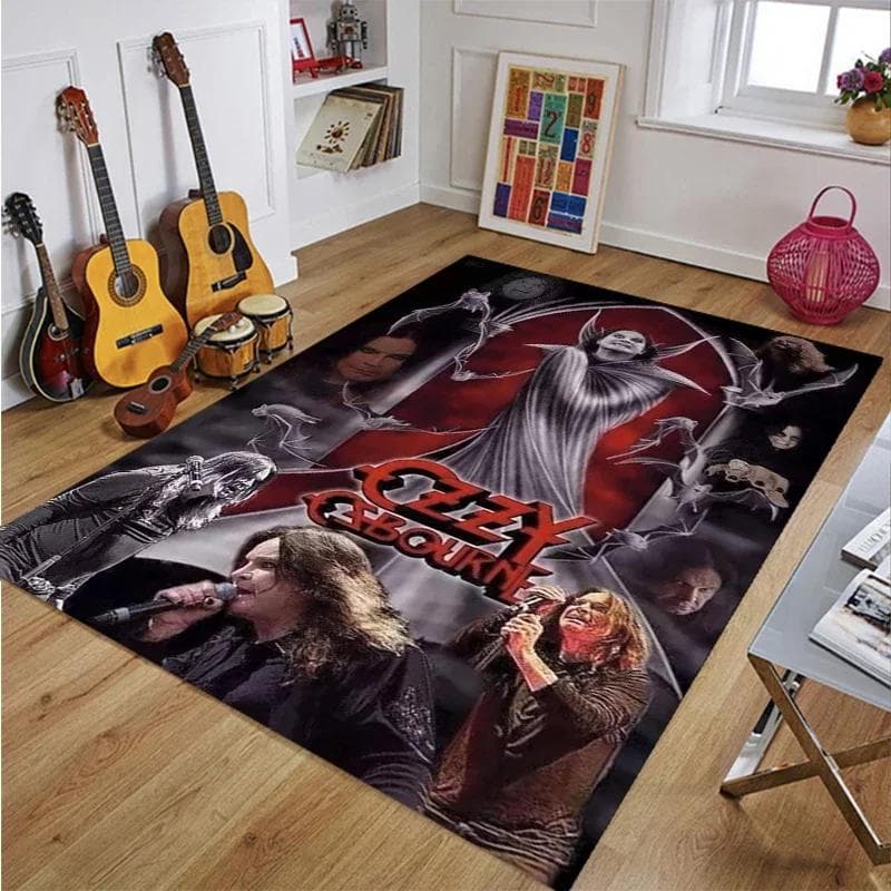 Ozzy Osbourne Band Printed Carpet Living Room Bedroom Fashionable and Aesthetic Anti slip Carpet Photography Props Birthday Gift 120cm by 80cm