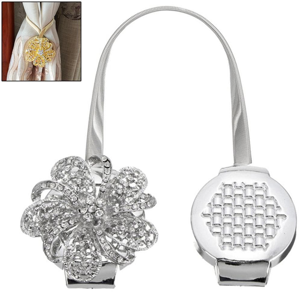 Magnetic Curtain Tie Backs Punch Free Drapes Tieback Buckle Clip Window Decor silver