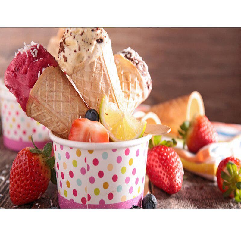DIY Sweet Ice Cream Cone Diamond Embroidery Pictures Handmade Wall Sticker Mosaic Restaurant Decor 20X30CM