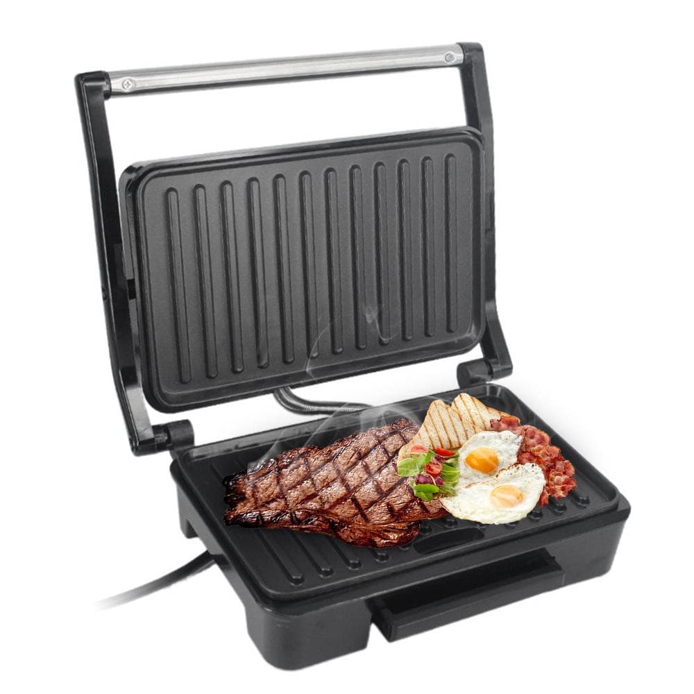 Panini Maker Household Stainless Steel 850W High Power Nonstick Pan Steak Machine Sandwich Machine US Plug black