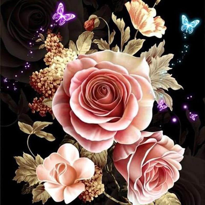 5D Diamond Craft Painting Blooming Roses Diy Diamond Embroidery Diamond Wall Art Decor 30x30CM