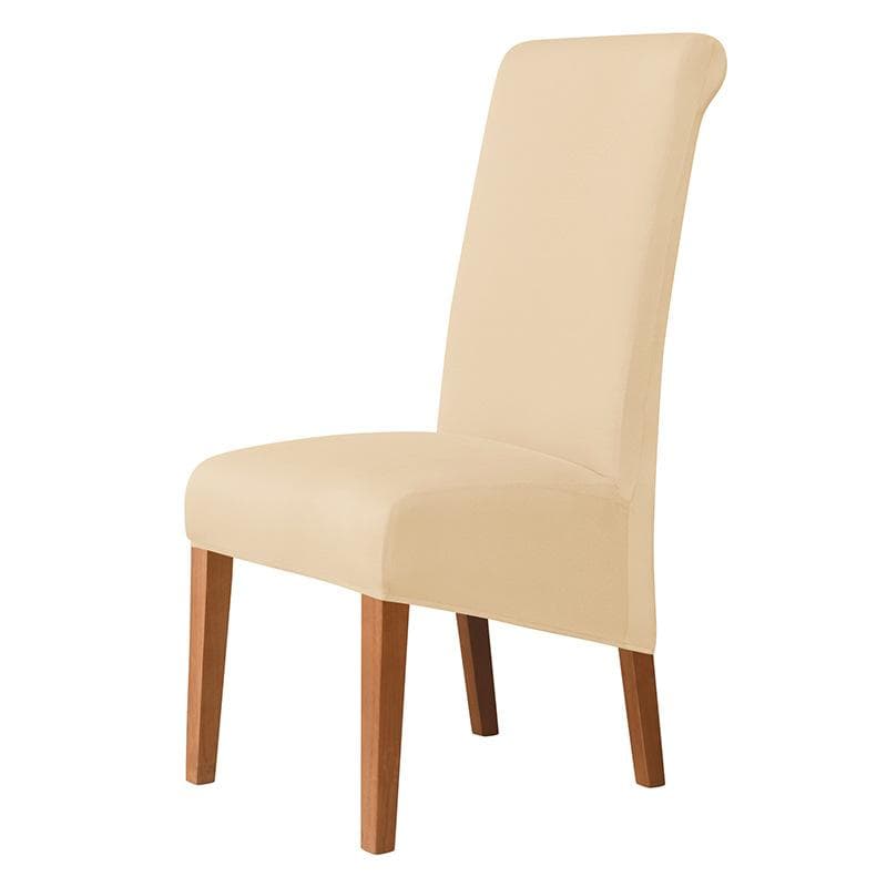 High Back Solid Color Chair Cover XL Size High Elasticity Smooth fabric Chair Covers for Dining Room Kitchen Stretch Home Decor 1pc beige
