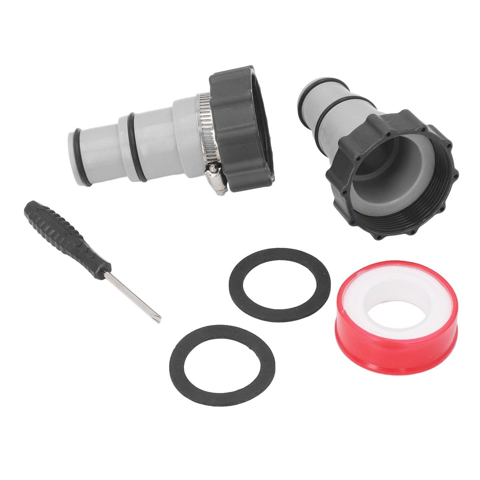 Threaded to Clamp Pool Hose Adapter Kit Pool Pump Hose Connector with Clamp Washer for 1.5 1.25