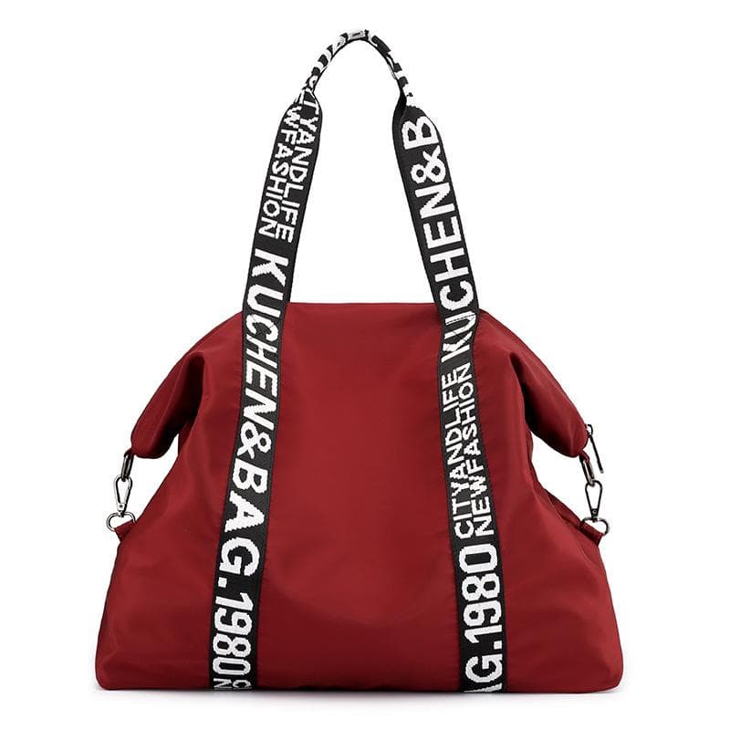 Yogodlns Fashion Large Capacity Letter Design Crossbody Bags For Women Nylon Waterproof Female Shopping Totes 43x14x37cm wine red