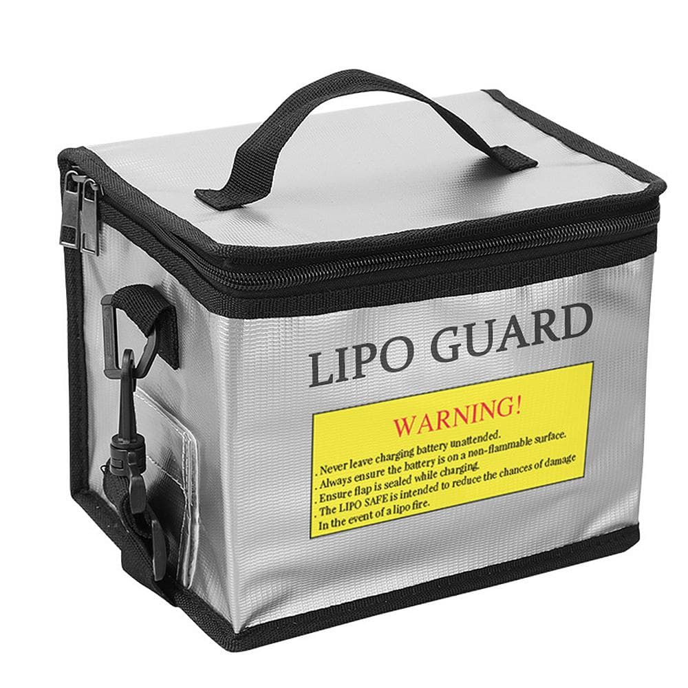 Fireproof Lipo Safe Bag Explosionproof Protective Battery Waterproof Bag with Zippers Handle Strap silver