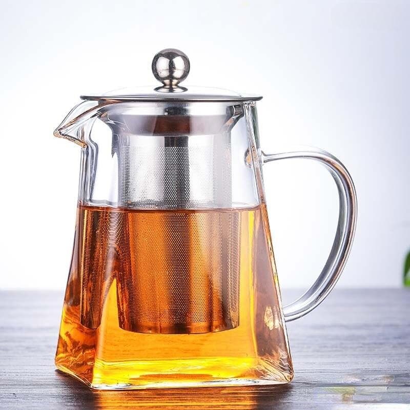 Heat Resistant Glass Teapot with Stainless Steel Tea Infuser Filter Flower Kettle Kung Fu Set Puer Oolong 350Ml
