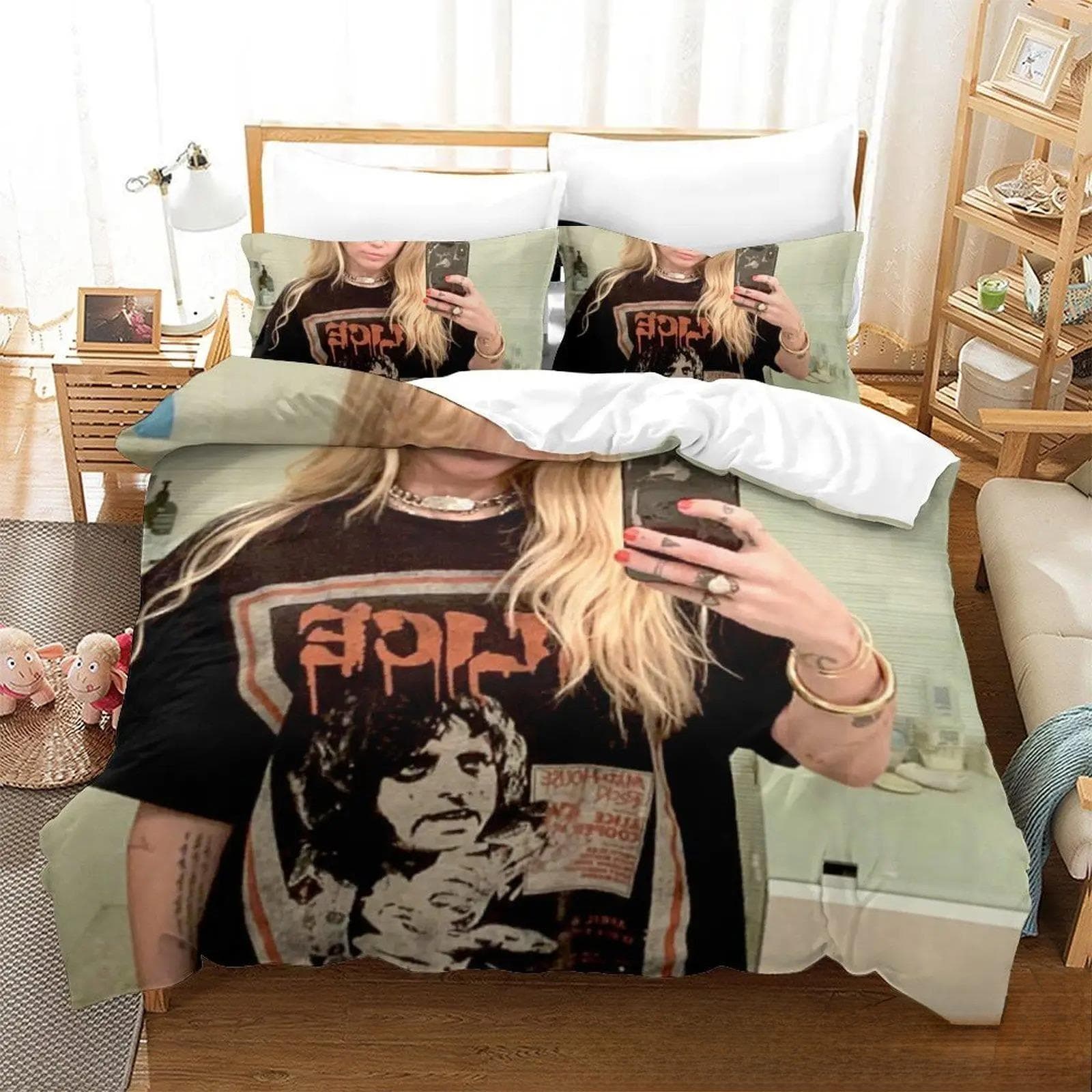 3D Print Hannah Montana All Season Duvet Cover Bedding Comforter sets Soft Quilt Cover and Pillowcases Single/Double/Queen/King 180x210cm 3pcs
