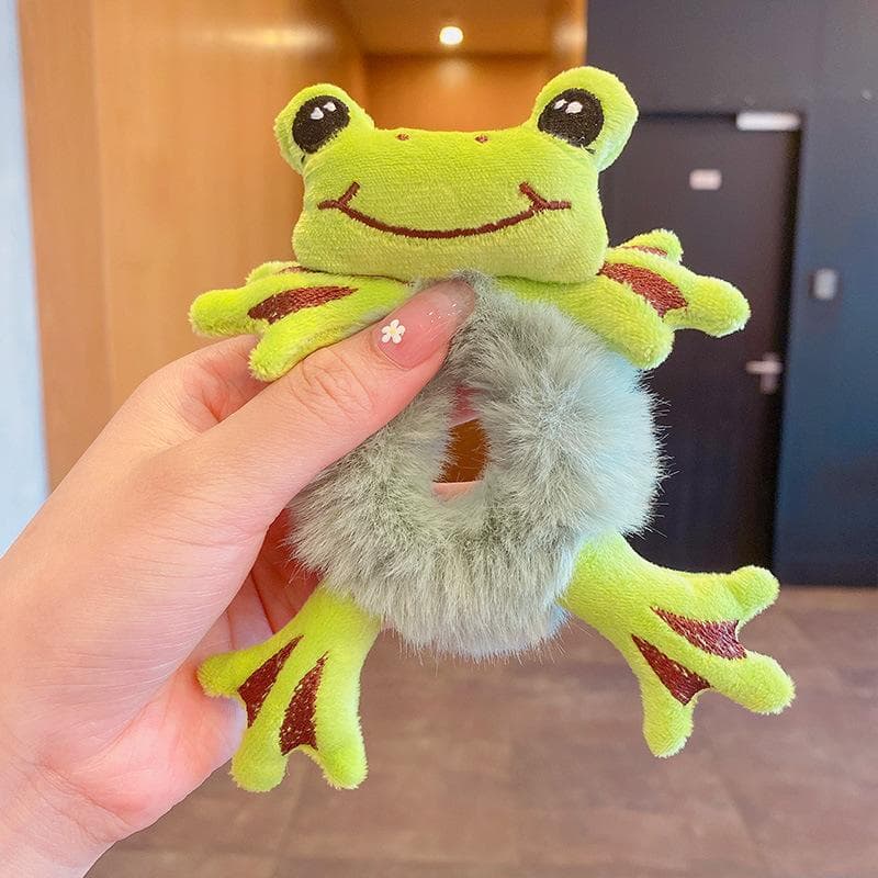Cute Cartoon Plush Bear Hair Circle Doesn't Hurt Hair Headdress Children's Hair Tie Korean Version Hair Rope Marble Head Hair Ri 1PCS