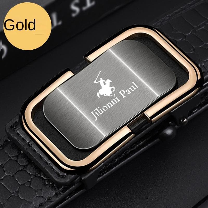 Men's Leather Belt Automatic Buckle Cattlehide Leather Fashion Business Elite Men's Pants Belt Versatile Casual Crocodile Pattern Belt 120cm