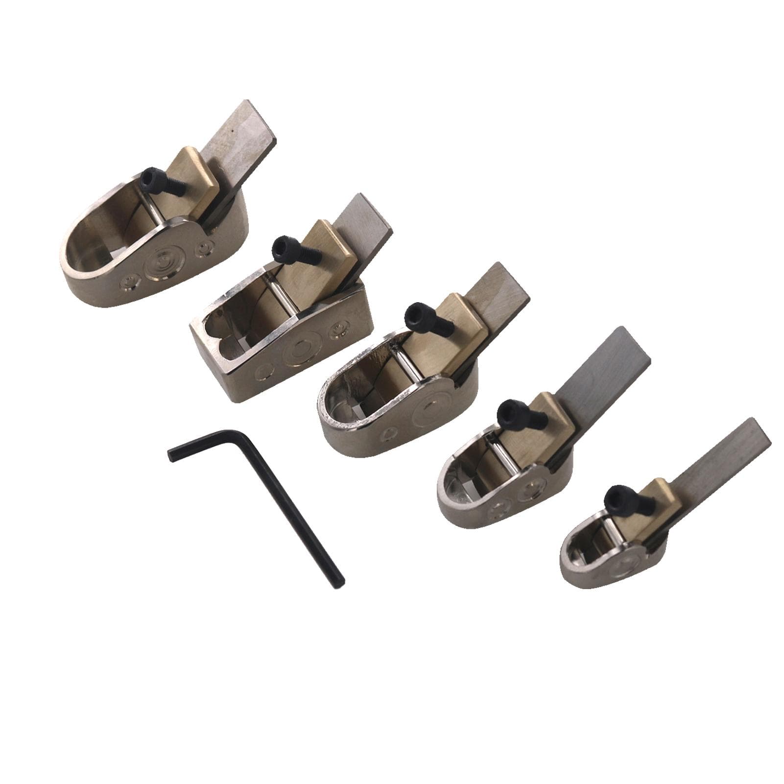 5pcs Woodworking Plane Cutter Set Violin Thumb Planers Curved Sole Metal Brass Luthier Tool for DIY silver