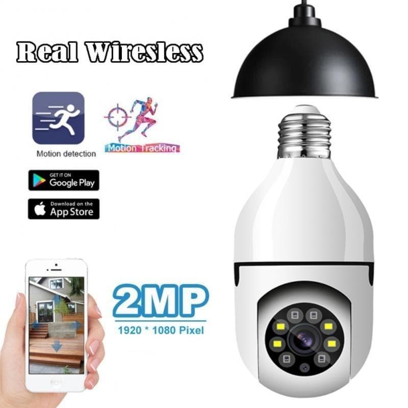 E27 PLUS 200W 2.4G/5G Wifi 1080P Panoramic Camera Home Surveillance Camera Night Vision Webcam Support Two-Way Audio Talk Remote View Via Smartphone white