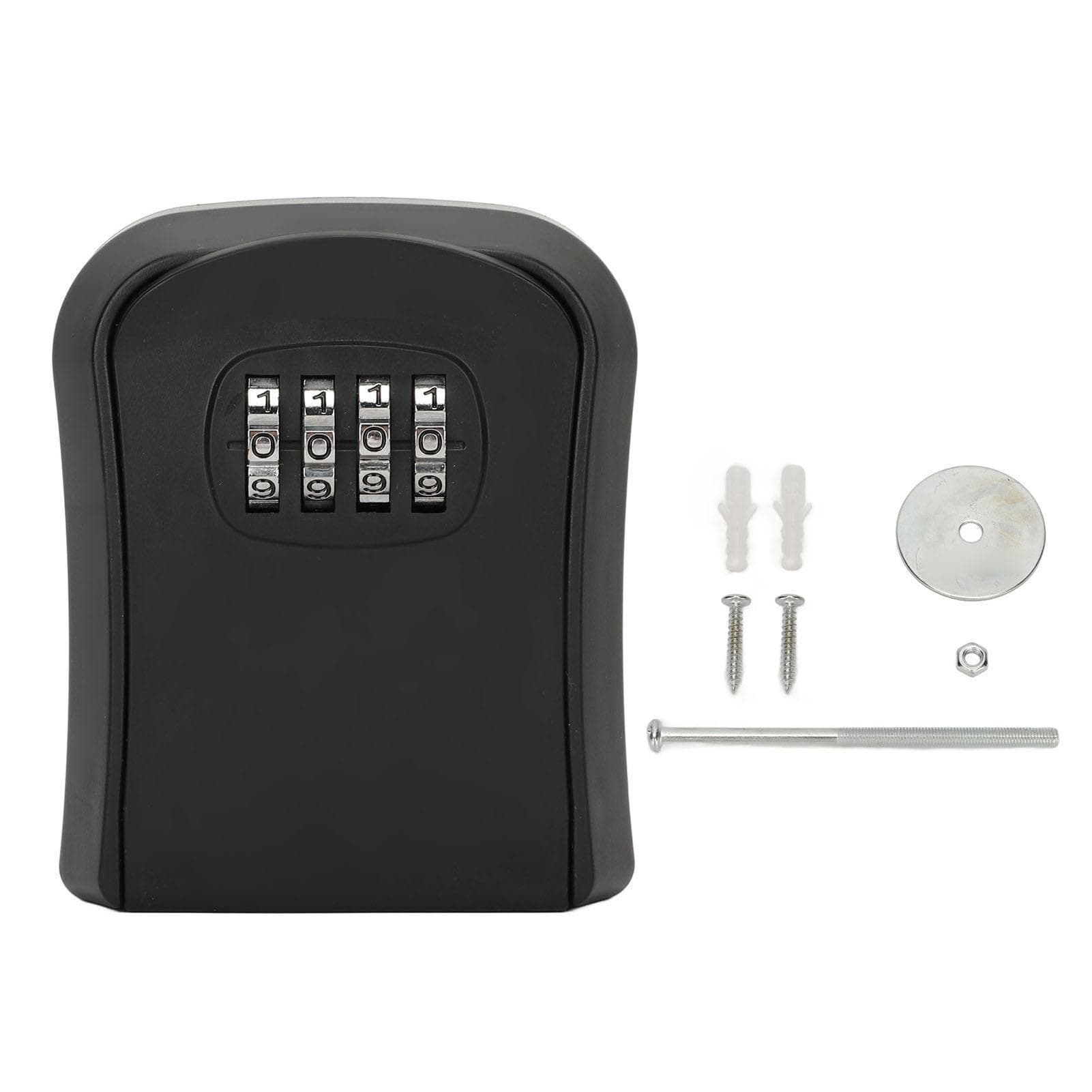 Combination Lock Box Wall Mounted ABS 4 Digit Waterproof Key Storage Lock Box with 5 Keys Capacity black
