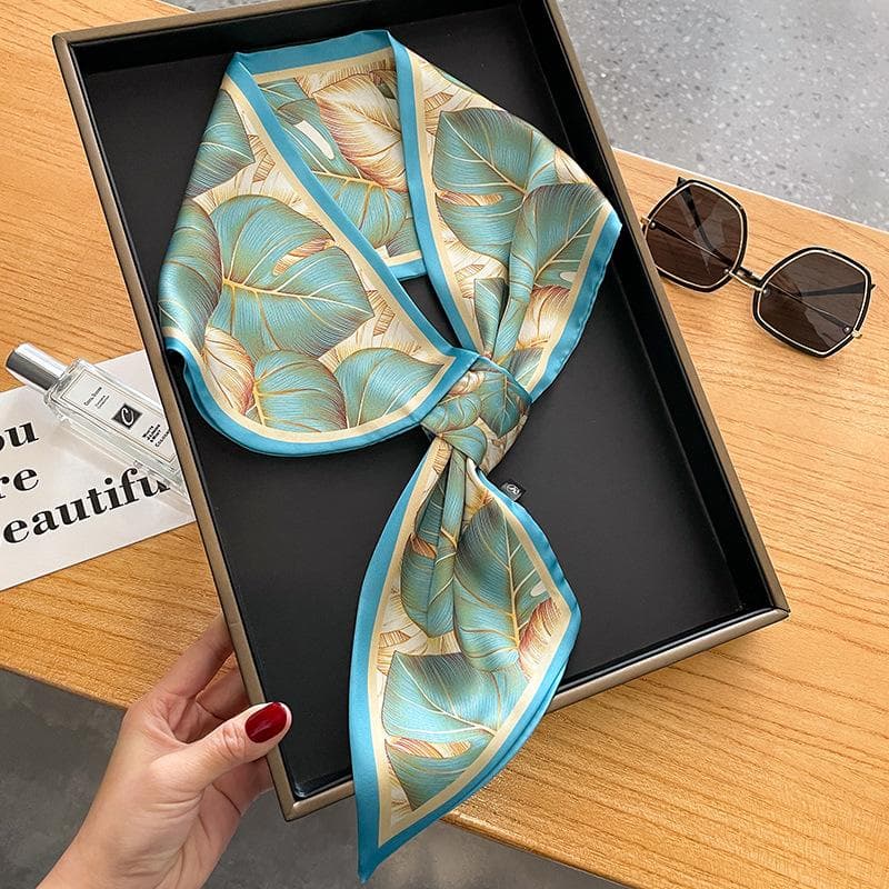 Floral Print Neckerchief Hair Bands Scarf for Women Fashion Headbands Small Neck Scarves 15x75cm 15x75cm light green