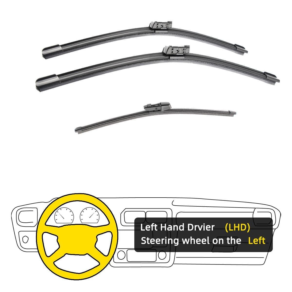 3PCS For SKODA Karoq 2017-2020 26 18 13 Front Rear Wiper Blades Windshield Windscreen Window Cutter Accessories 2017 2018 2019 2020 Left Hand