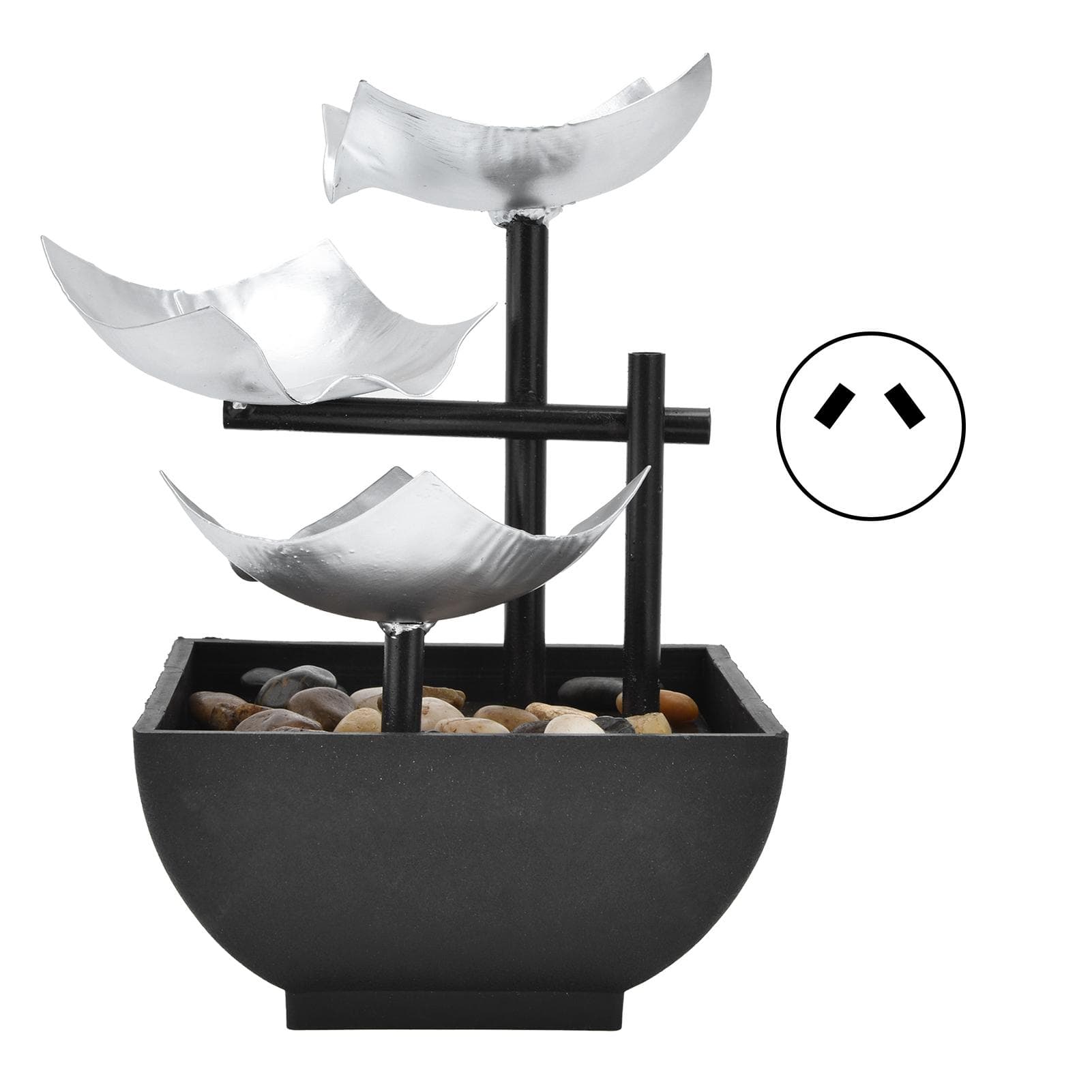 Indoor 3 Tier Relaxing Tabletop Fountain Flowing Water Ornament for Home Office Craft DecorationUS