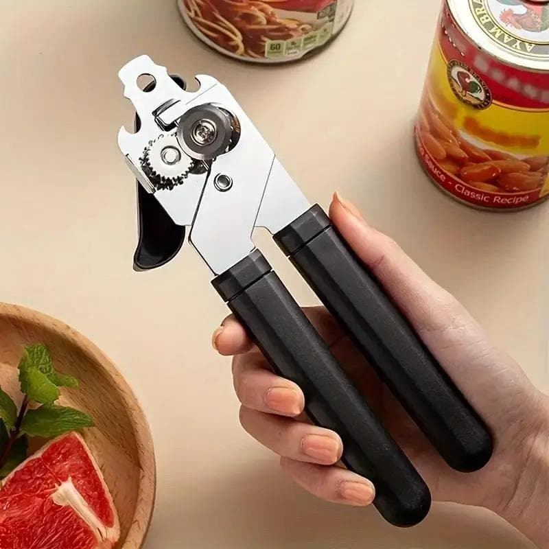 1 Piece, Powerful Multi-purpose Manual Can and Bottle Opener Stainless Steel Can Opener Ideal for Home Kitchen and Restaurant Us black