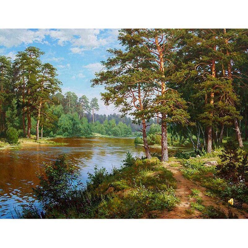 5D DIY Diamond Embroidery Forest Tree Landscape Diamond Painting Cross Stitch Full Round Rhinestone 20X30CM