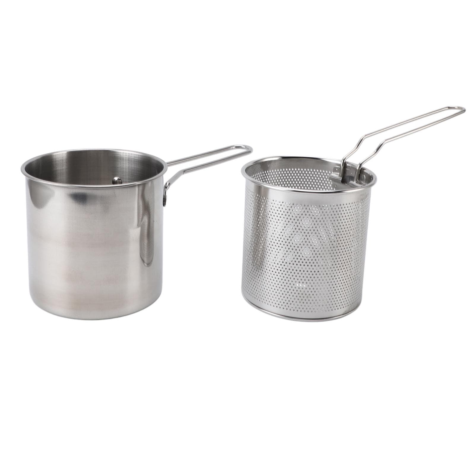 Deep Fryer Pot with Strainer Basket 304 Stainless Steel Deep Frying Pot with Handle for Frying Fish L