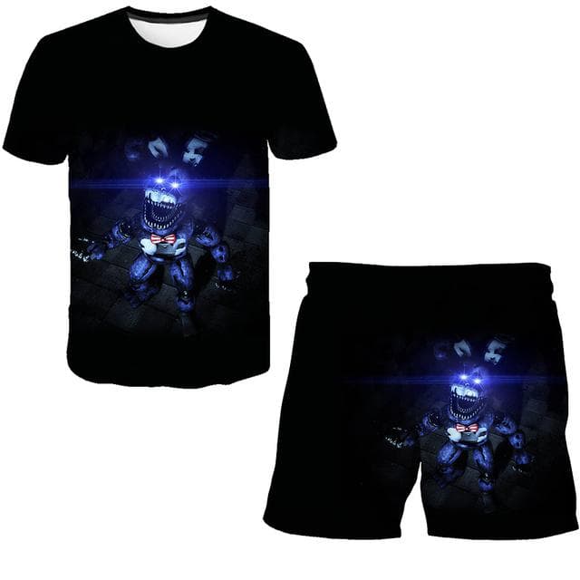 Boys Girls Five Night At Freddy Cartoon Clothes Sets Summer Terroist Game T Shirts Short Pants 2 Piece Suits FNAF Casual Outfits 120