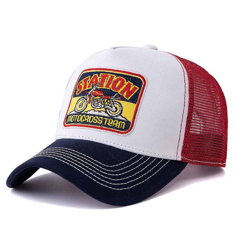 Hot Sale Unisex Mesh Trucker Hat Classic Motorcycle Pattern Breathable Summer Baseball Cap Streetwear Cap for Men Women 56cm-60cm