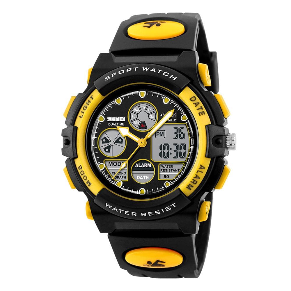 SKMEI 1163 Watches Kids Outdoor Sports Children Watch Digital Quartz Wristwatch for Boys Girls yellow