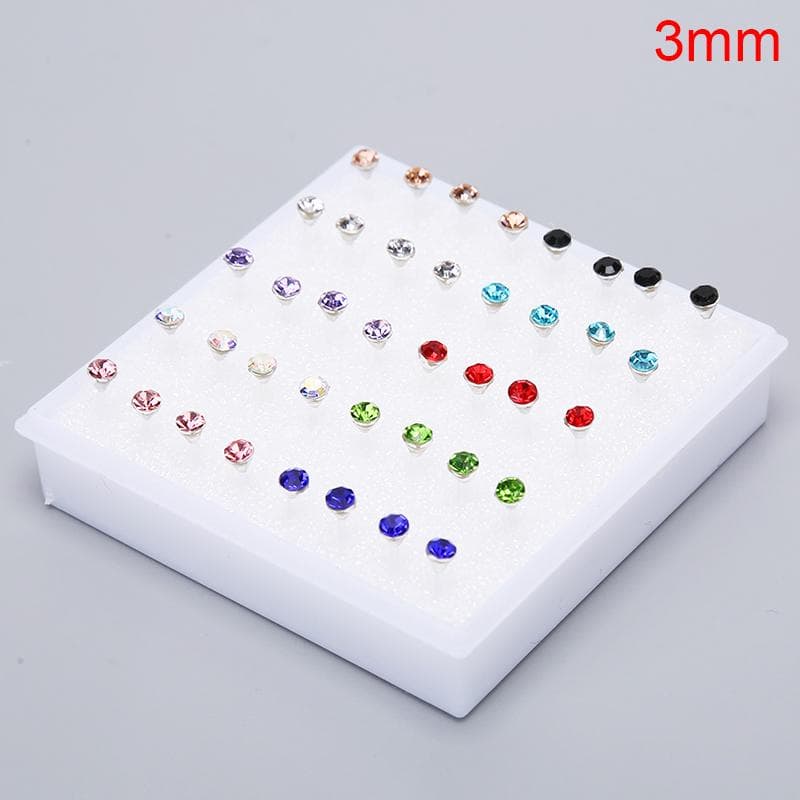 10Pairs/20Pairs Set Rhinestone Crystal Stud Earrings Small Earrings Jewelry 3mm