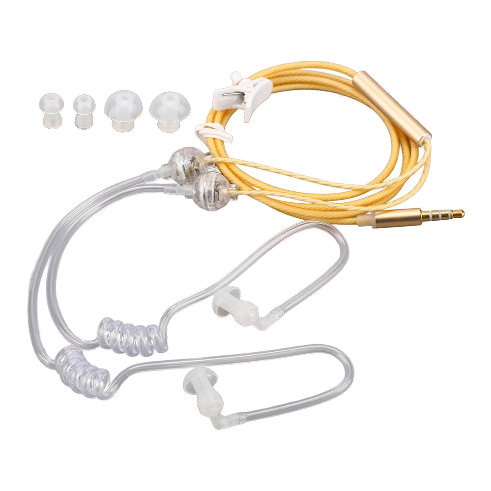 Air Tube Earbuds Ergonomic Radiation Free Noise Reduction Portable Binaural 3.5mm Air Tube Headset orange