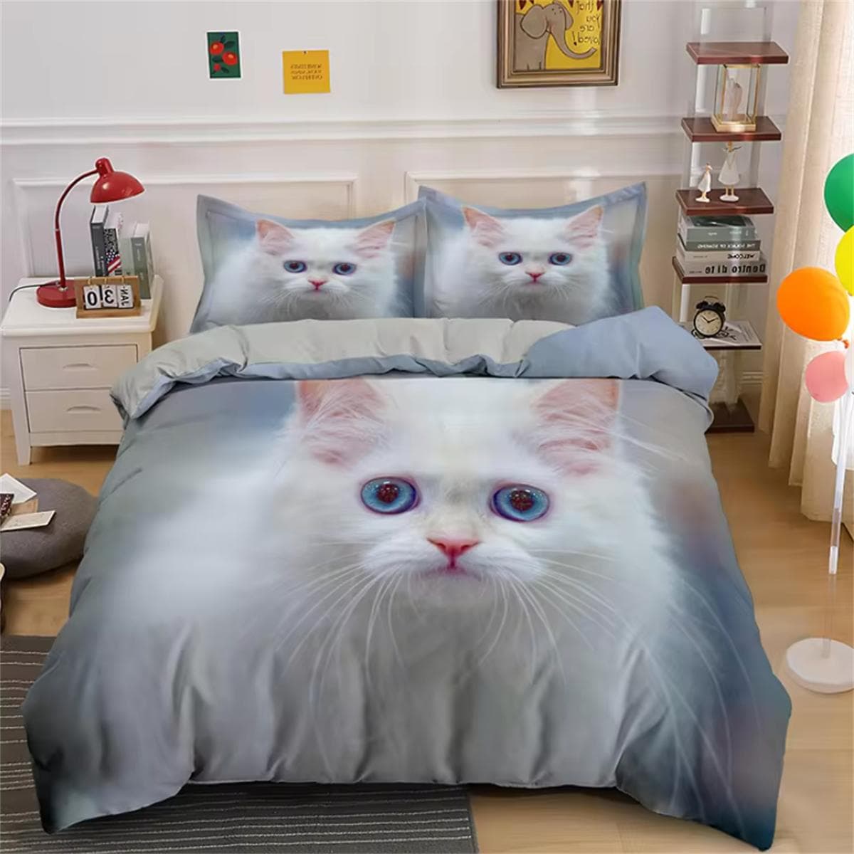 Cute Cat Bedding Set 3D Duvet Cover Set Single Double Twin Full Size Teens Adults Bedclothes Soft Polyester Bed Linen For Baby cot size 70x133cm
