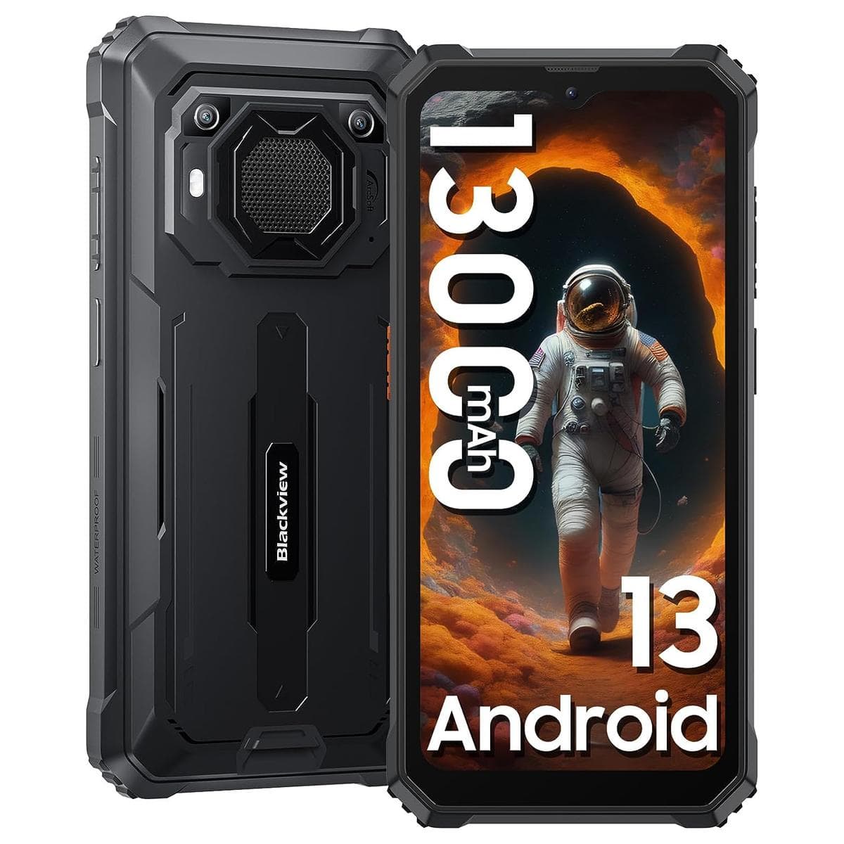 Refurbished Blackview BV6200 Rugged Phone 8GB 64GB 13000mAh Andriod13 Octa Core Mobile Phone 6.56'' Waterproof Smartphone black