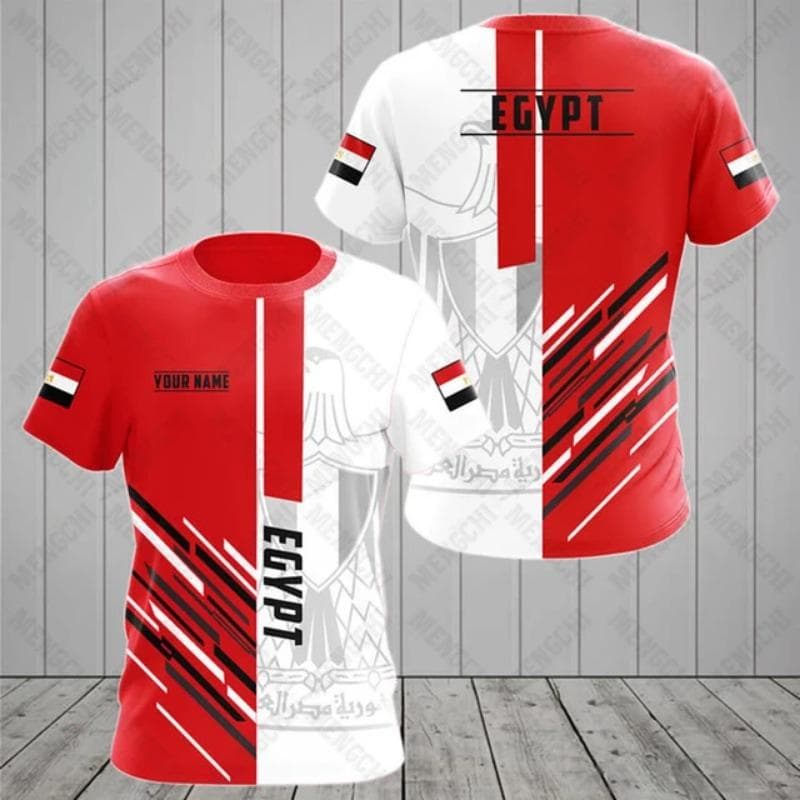Egypt Flag & Coat of Arms Graphic Tee Summer Casual Pullover Men's Fashion O-neck T-shirts Boys Oversized Short Sleeve Tops L