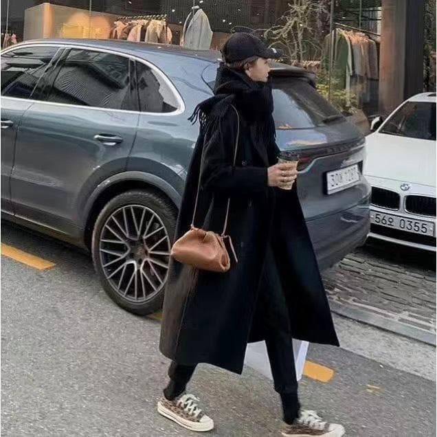 New Camel Coat Women's Mid-length Autumn and Winter Double-breasted Woolen Coat 2XL